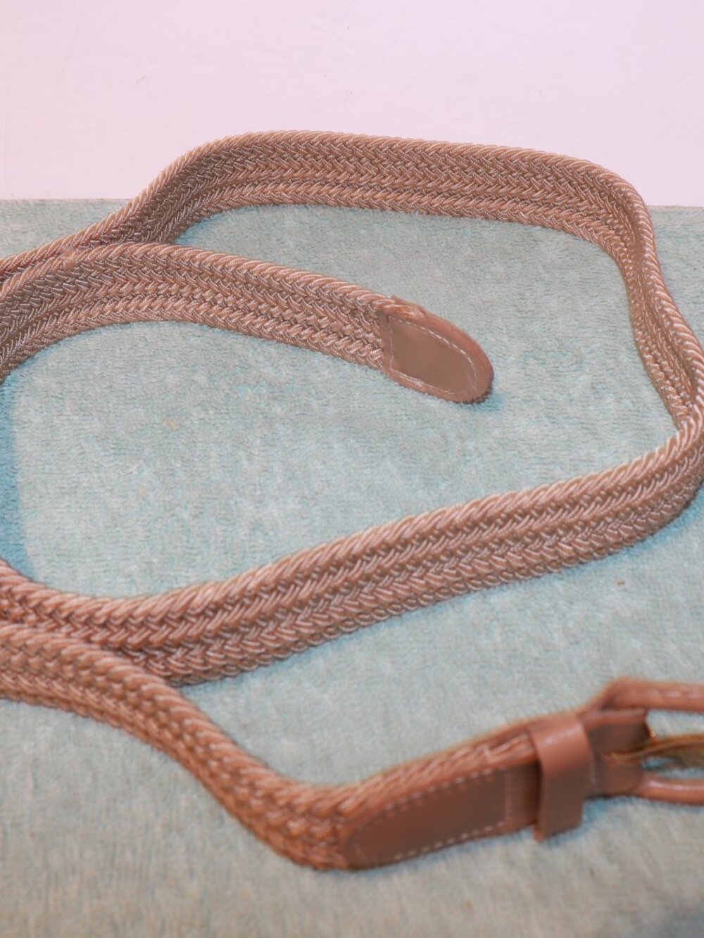NWOT Men Beige Woven Bonded Leather Belt  Size XL  42-44 Woven Casual